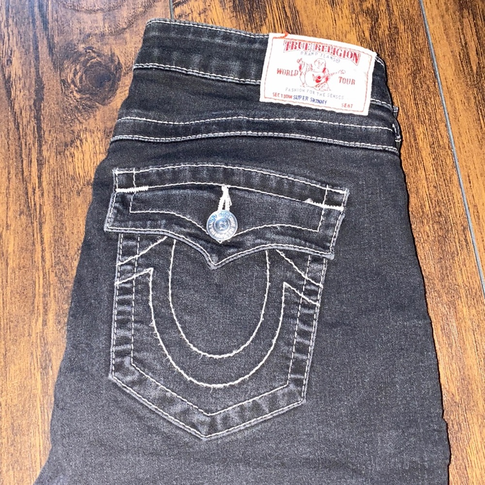 Dark wash/ black true religion jeans
